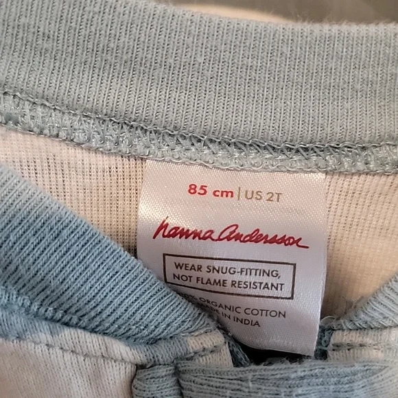 Hanna Andersson Organic Zip Pajamas in Blue Sheep Print 2T 85cm easter - Picture 7 of 8